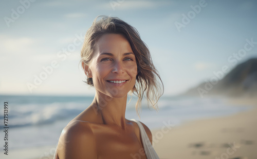 Portrait from happy woman at beach