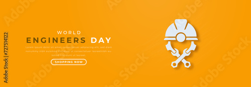 World Engineers Day Paper cut style Vector Design Illustration for Background, Poster, Banner, Advertising, Greeting Card