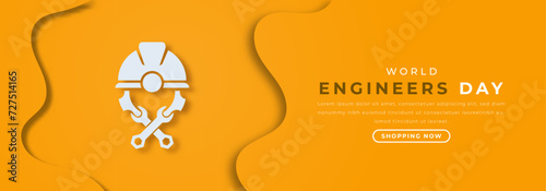 World Engineers Day Paper cut style Vector Design Illustration for Background, Poster, Banner, Advertising, Greeting Card