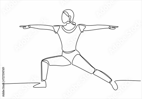 continuous line drawing stretching various concepts female yogi poses hatha yoga vector illustration