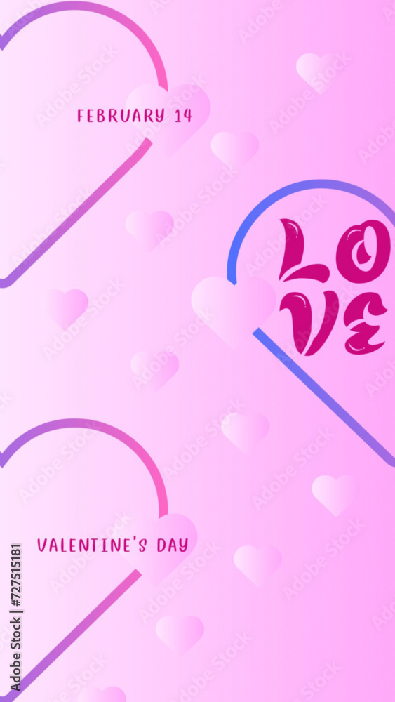 happy valentine's day Love pink heart with love letters