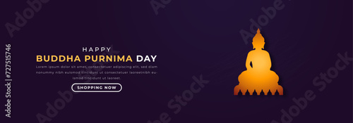 Happy Buddha Purnima Day Paper cut style Vector Design Illustration for Background, Poster, Banner, Advertising, Greeting Card