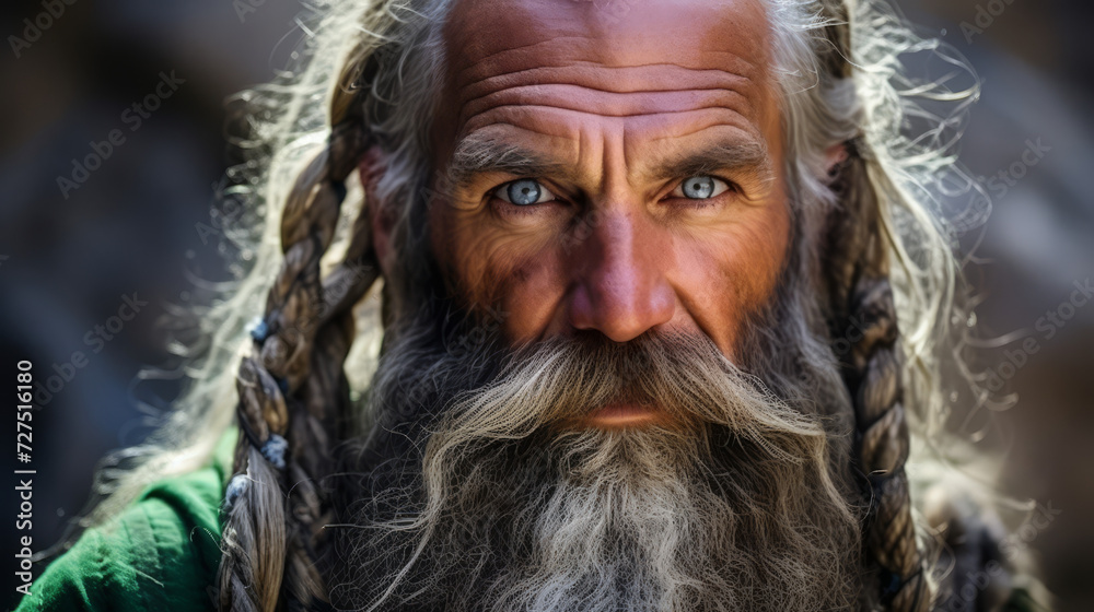A Portrait of A Fearless Powerful Warrior Viking old man face