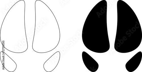 outline silhouette Pig Footprint icon set