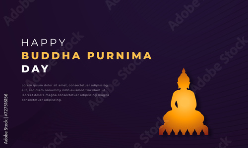 Happy Buddha Purnima Day Paper cut style Vector Design Illustration for Background, Poster, Banner, Advertising, Greeting Card