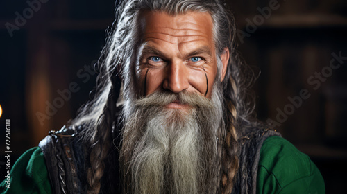 A Portrait of A Fearless Powerful Warrior Viking old man face