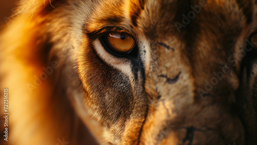 King’s Close-Up: A Macro Shot of a Lion Face on Film