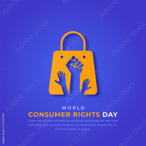 World Consumer Rights Day Paper cut style Vector Design Illustration for Background, Poster, Banner, Advertising, Greeting Card