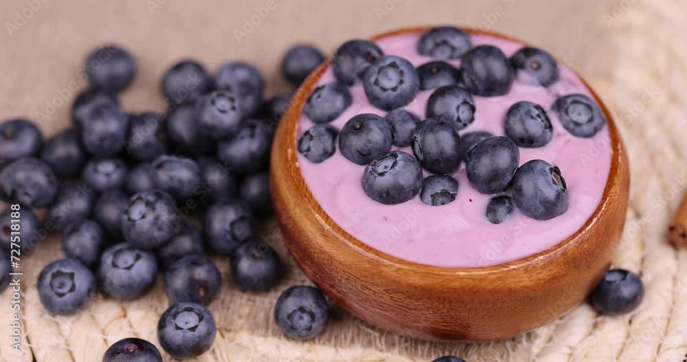 blueberry yogurt with the addition of ripe blueberries, delicious and fresh natural yogurt with the taste and berries of blueberries blueberry yogurt with the addition of ripe blueberries, delicious and fresh natural yogurt with the taste and berries of blueberries