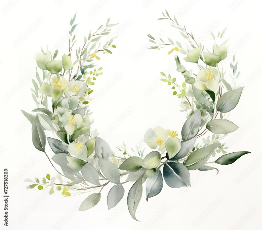 beautiful watercolor floral frame, invitation