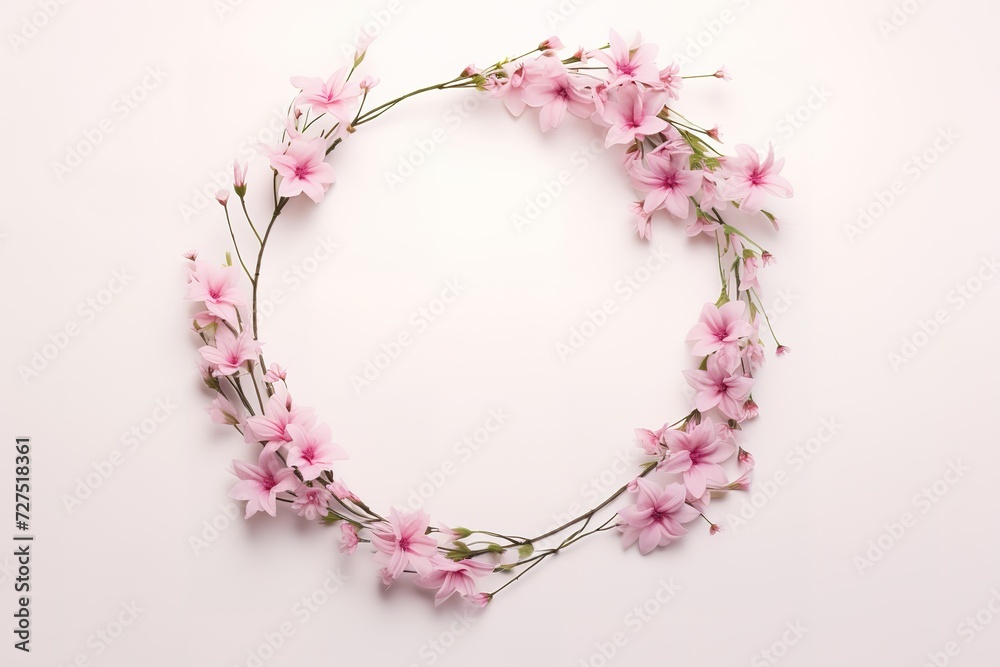 A simple pink wreath on a white background