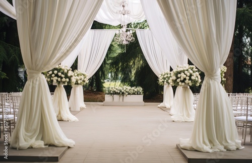 Simple and elegant wedding decorations all white outdoors