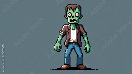 Pixel Art Zombie Cartoon AI Generated Retro photo