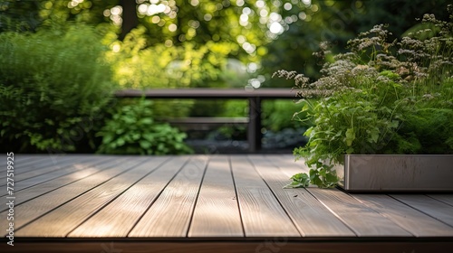 wooden terrace with galvanized steel edge finish photo