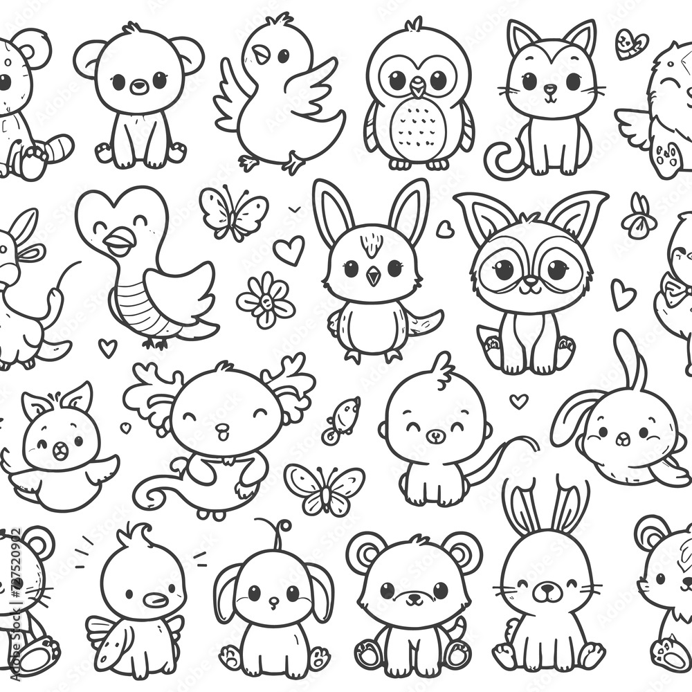 Cute outline panda, dear Animal collections Vector illustration isolated on white background generated by Ai