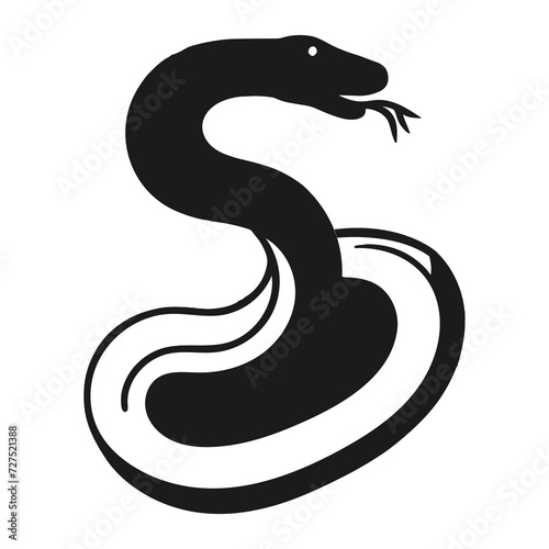 Cute outline snake vector illustration with foliage generated by Ai