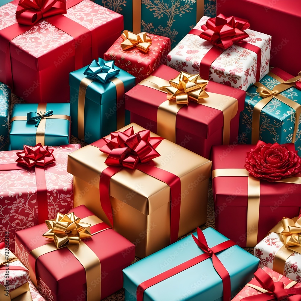 Obraz premium Collection of Gifts with Colourful Bows