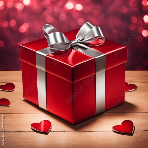 Classic Red Gift Box with Silver Ribbon