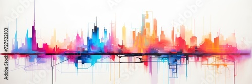 Vector illustration of city skyline with skyscrapers. © Joyce