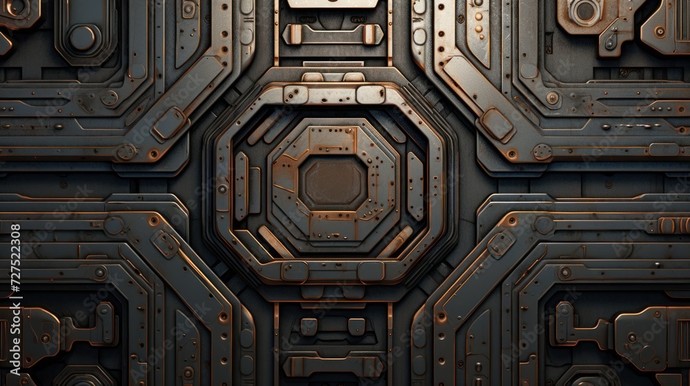 Fototapeta premium Abstract background with rusted metal texture lines and shapes.