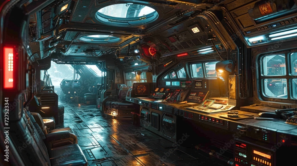 Beautiful view of space from inside of a spaceship. Beautiful view of space from inside of a spaceship.