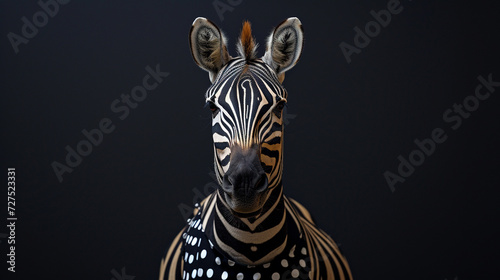 A zebra in a polka dot dress  mixing patterns with confidence.