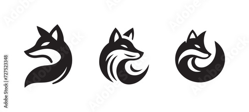 set of simple minimalist silhoutte fox logo photo