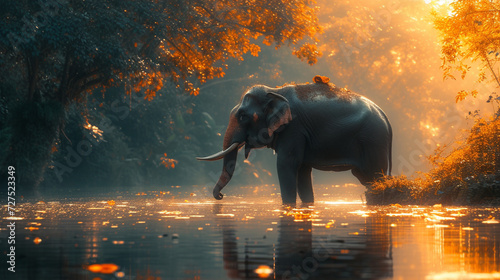 An elephant who paints masterpieces with its trunk, capturing the essence of the wild. photo
