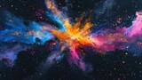 Surreal nebula cloud with an otherworldly touch, painted in watercolor sponge art. Ai Generated