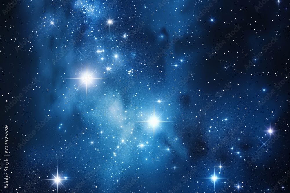 Obraz premium Stars twinkle in the vast universe, with nebulous clouds hinting at the birthplace of new celestial bodies.