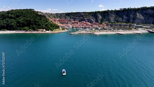 drone panorama of porto piccolo near trieste photo