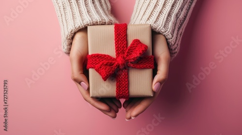 Gifting with Joy, Woman's Hand Radiates Warmth and Excitement