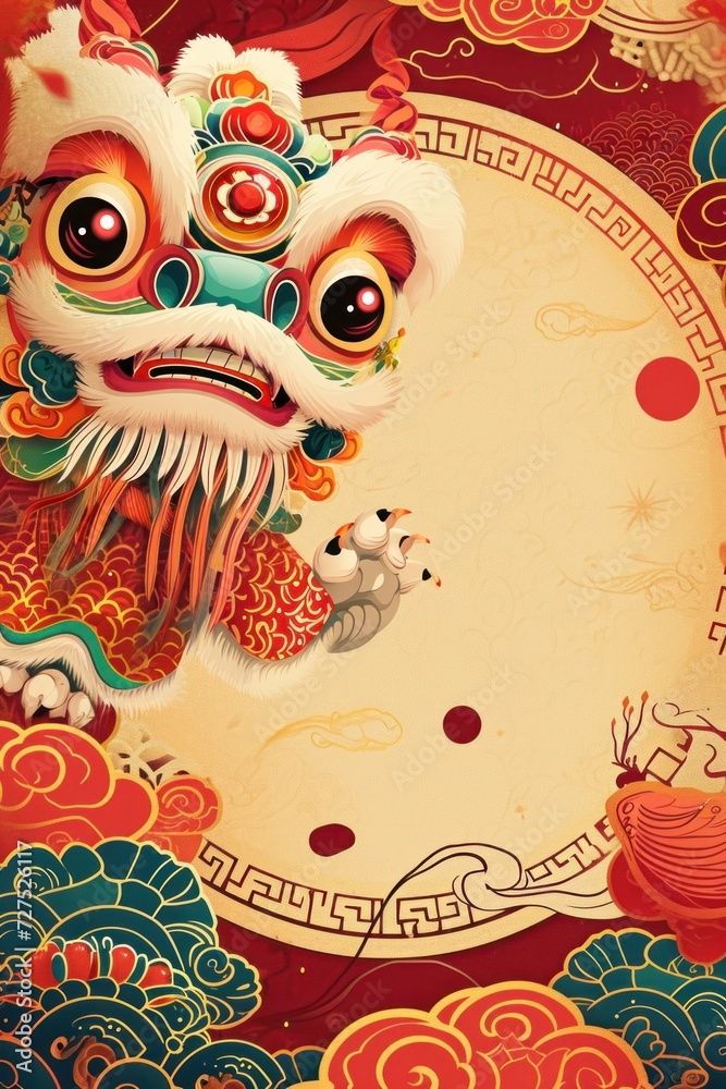 Chinese lunar new year celebration template with copy space design.