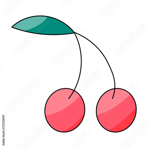 cherry berry summer bright colored food sweet icon element.