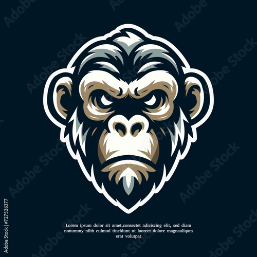 monkey ape mascot character cartoon logo for sport team. Fully editable vector monkey head.