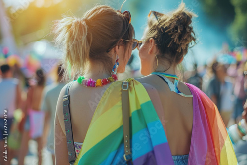  Two Women Wrapped in Pride Flag at Sunny Parade