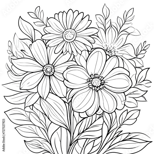 Floral coloring book pages for children and adults 