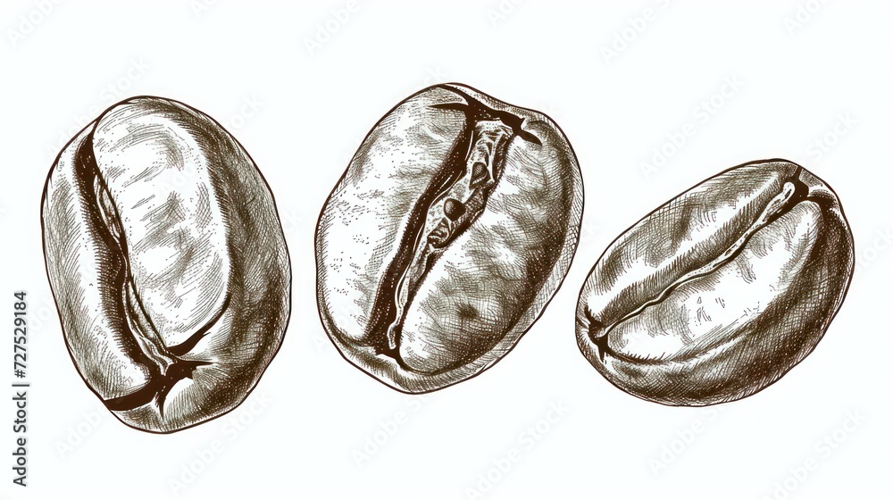 hand drawing sketch of coffee beans.
