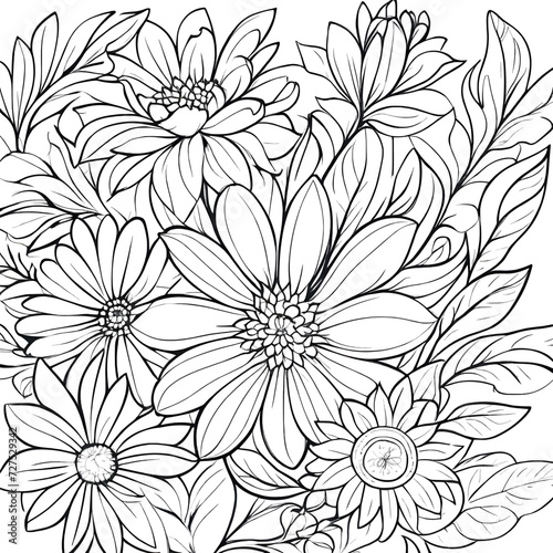 Floral coloring book pages for children and adults 