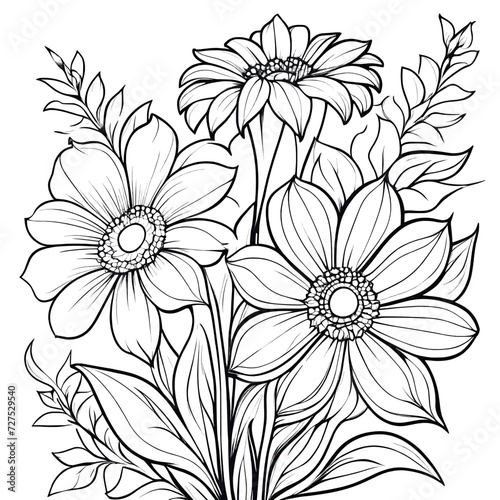 Floral coloring book pages for children and adults 