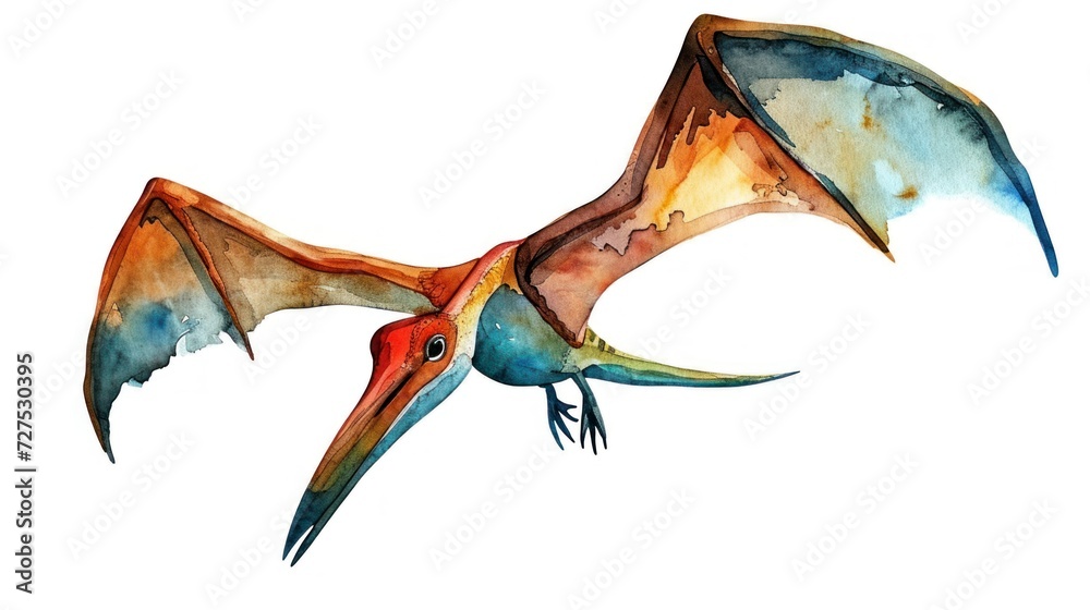 Naklejka premium Clipart vector illustration of a flying dinosaur, Pterodactyl.