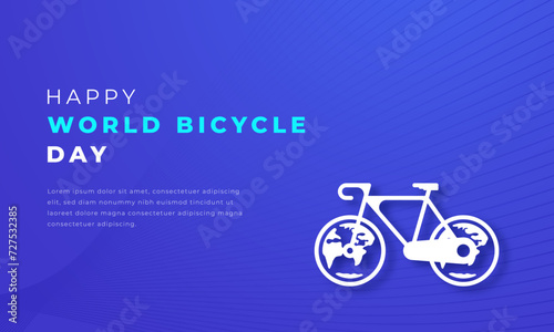 World Bicycle Day Paper cut style Vector Design Illustration for Background, Poster, Banner, Advertising, Greeting Card
