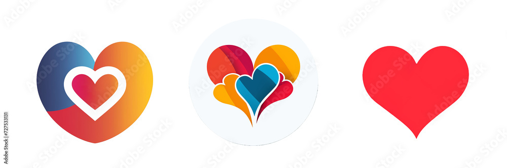 Heart logo on white background png. Collection of colorful 