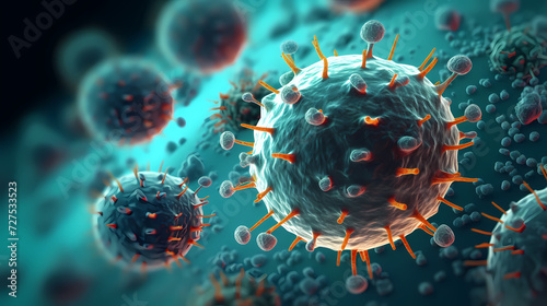 Macroscopic observation of organisms bacteria and cells and viruses under laboratory microscope