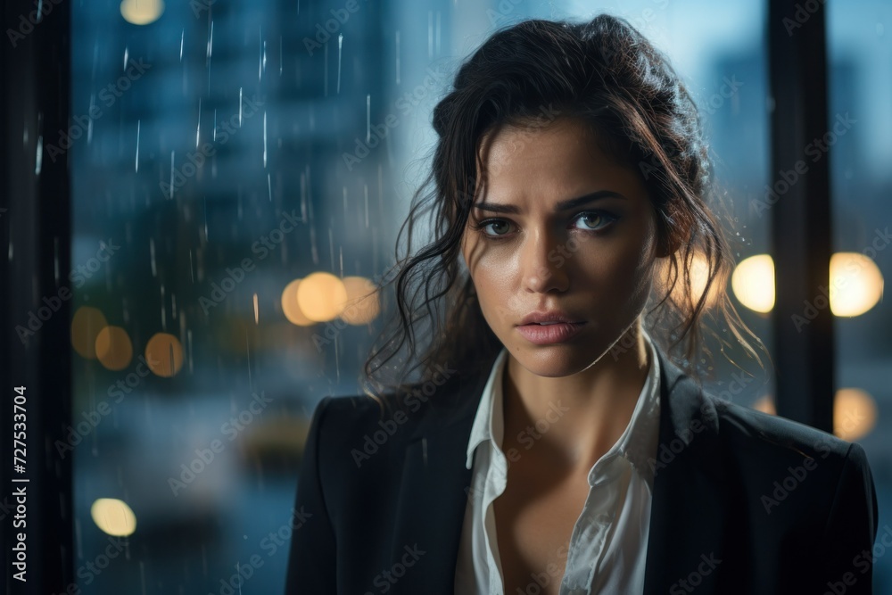 Obraz premium Distressed woman in a modern office