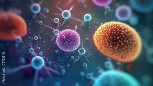 Macroscopic observation of organisms bacteria and cells and viruses under laboratory microscope