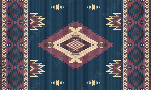 American tribal ethnic native pattern.Traditional Navajo,Aztec,Apache,Southwest and Mexican style fabric pattern.Abstract vector motifs pattern.For fabric,clothing,blanket,carpet,woven,wrap,decoration