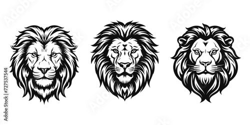 Head Lion Logo Set. Premium Design Collection. Vector Illustration isolated on white background