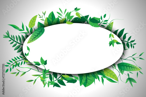 white oval frame decorated with vector leaves