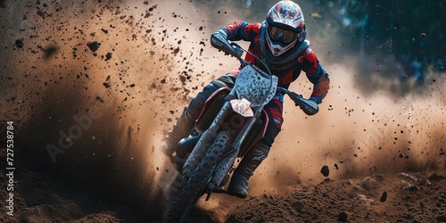 dirt biker riding on dirt and mud outdoors
